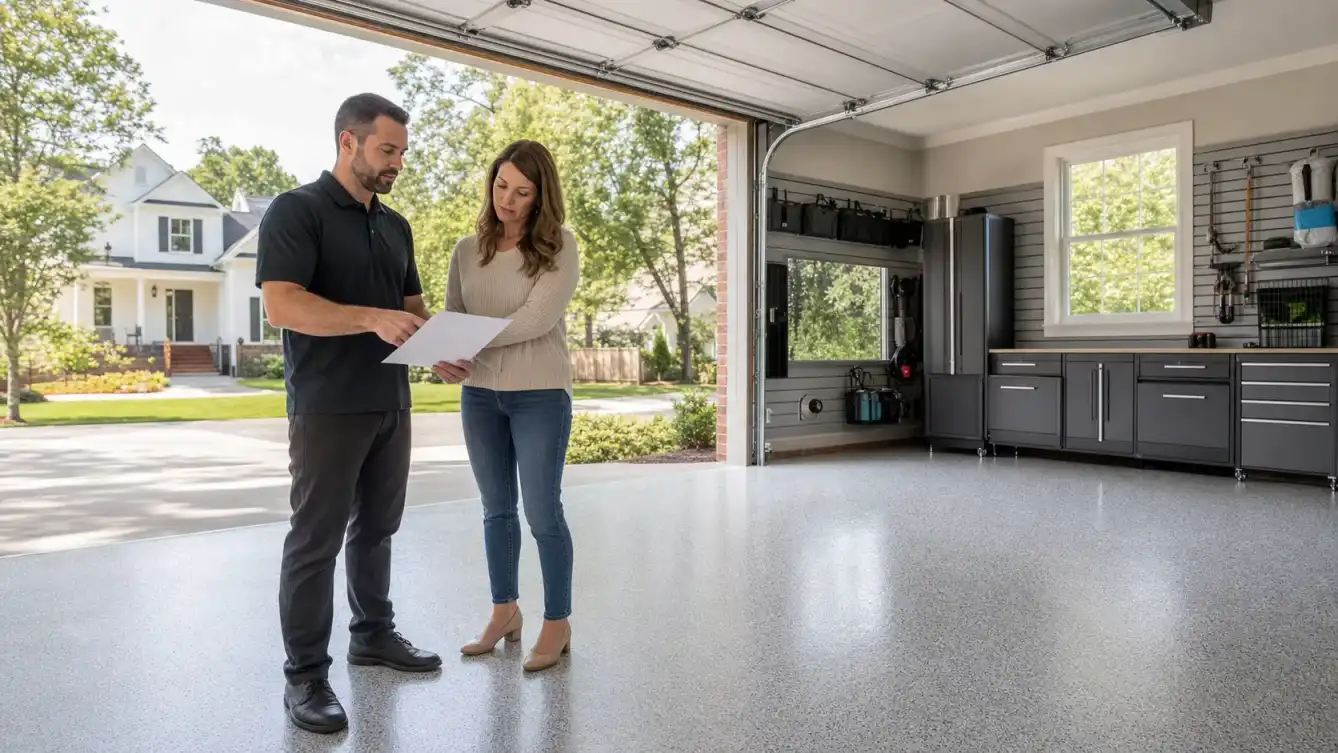 Garage Glow Final Mauricio Blanco owner of Garage Glow at garage floor coating consultation in Atlanta Georgia
