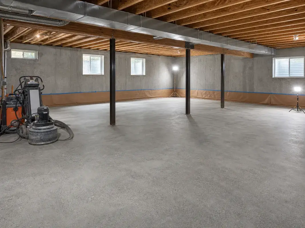 basement floor coating preparation in Atlanta lower-level concrete space
