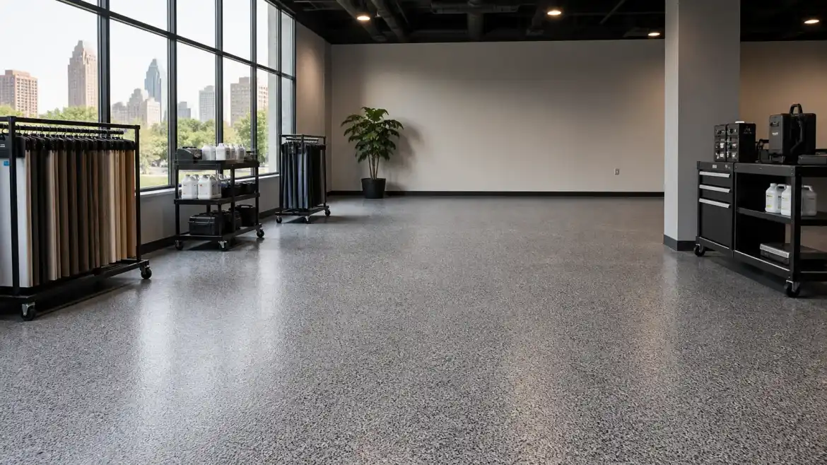 commercial epoxy flooring Atlanta installed in clean business space