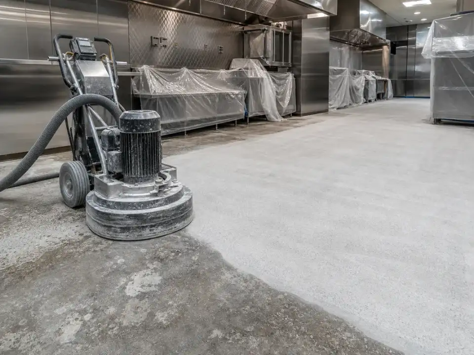 commercial kitchen epoxy flooring Atlanta concrete prep before coating