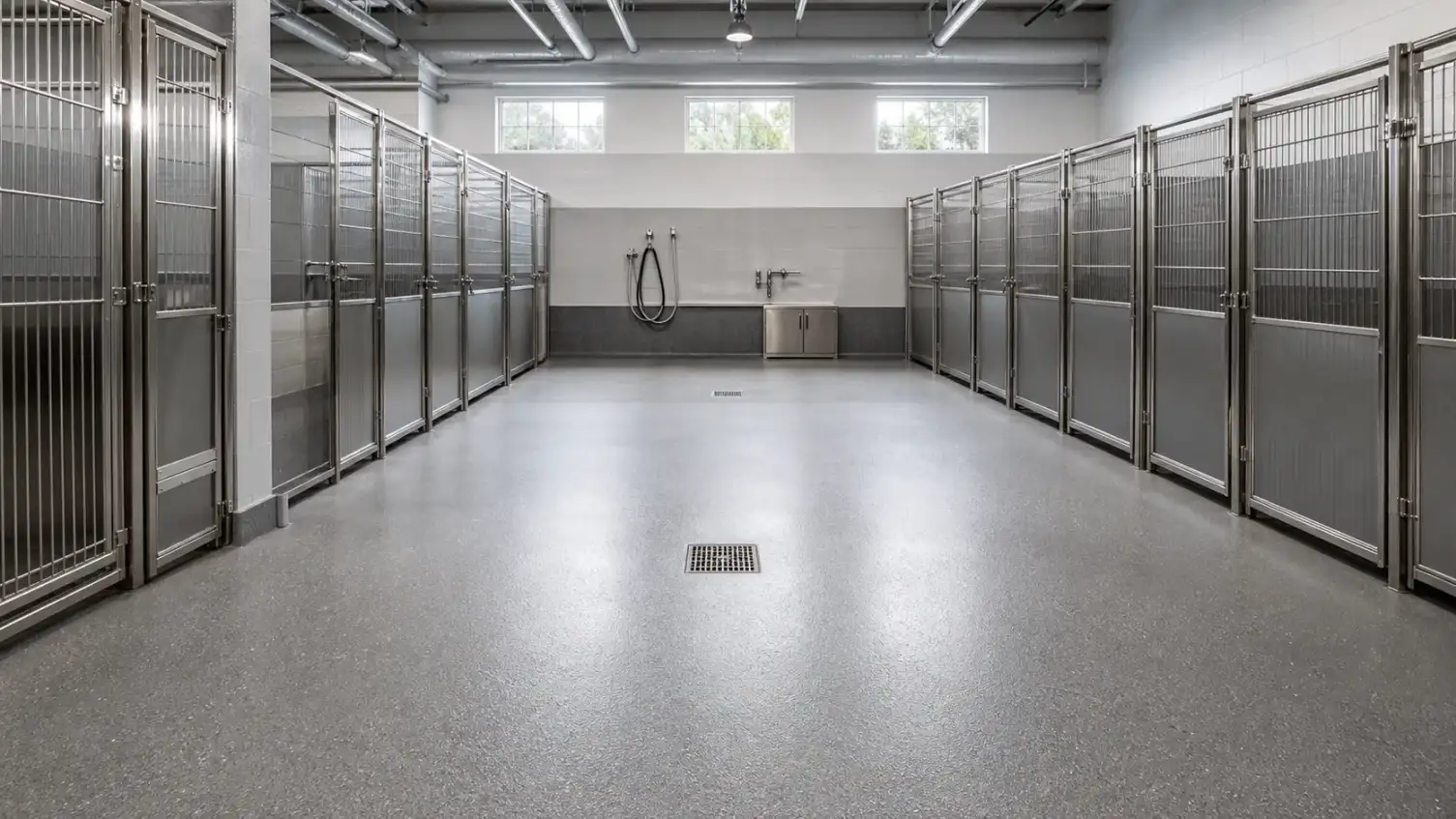 kennel epoxy flooring Atlanta with cleanable slip-resistant surface