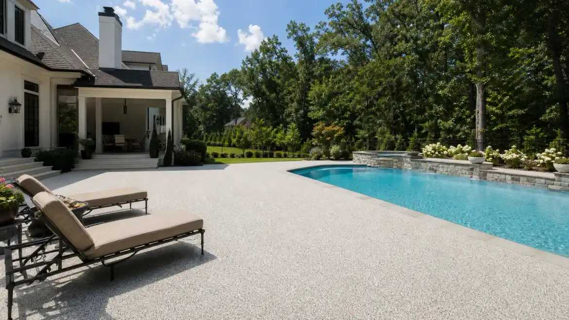 pool deck coating atlanta around residential pool with slip-resistant finish
