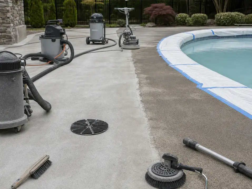 pool deck coating atlanta surface preparation before polyaspartic system