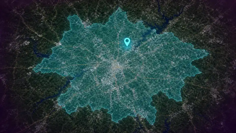 Garage Glow Final Garage Glow service area map for garage floor coatings in Greater Atlanta